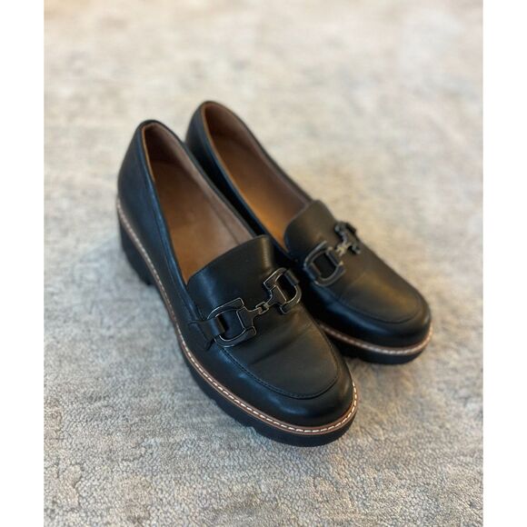 Naturalizer Corinne Loafer Black Women Size 9 Heeled Chunky Loafer Shoes - Picture 2 of 7